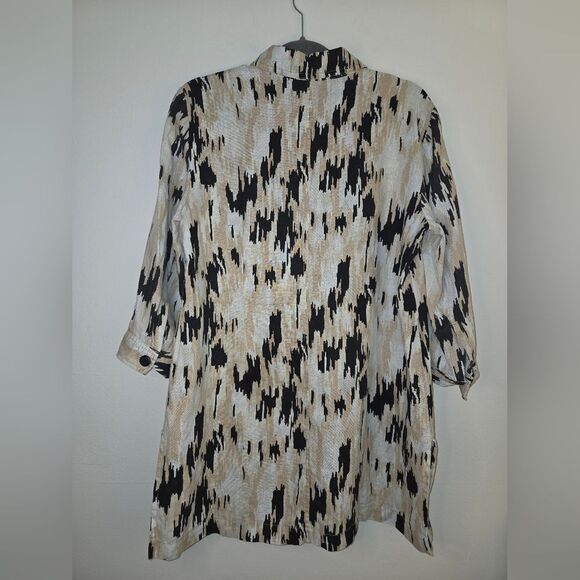 Style & Co Abstract 100% Linen Button Tunic size 10 Belt Missing Summer Vacation - Picture 2 of 9